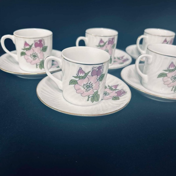 Set Of 8 Demitasse Espresso Cups And Saucers - Picture 1 of 12